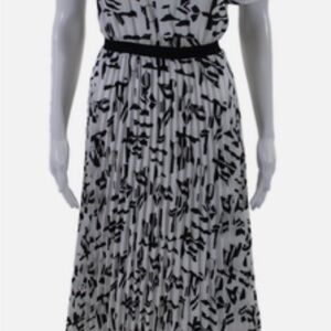 Maje Women’s Black & White Pleated Print Dress